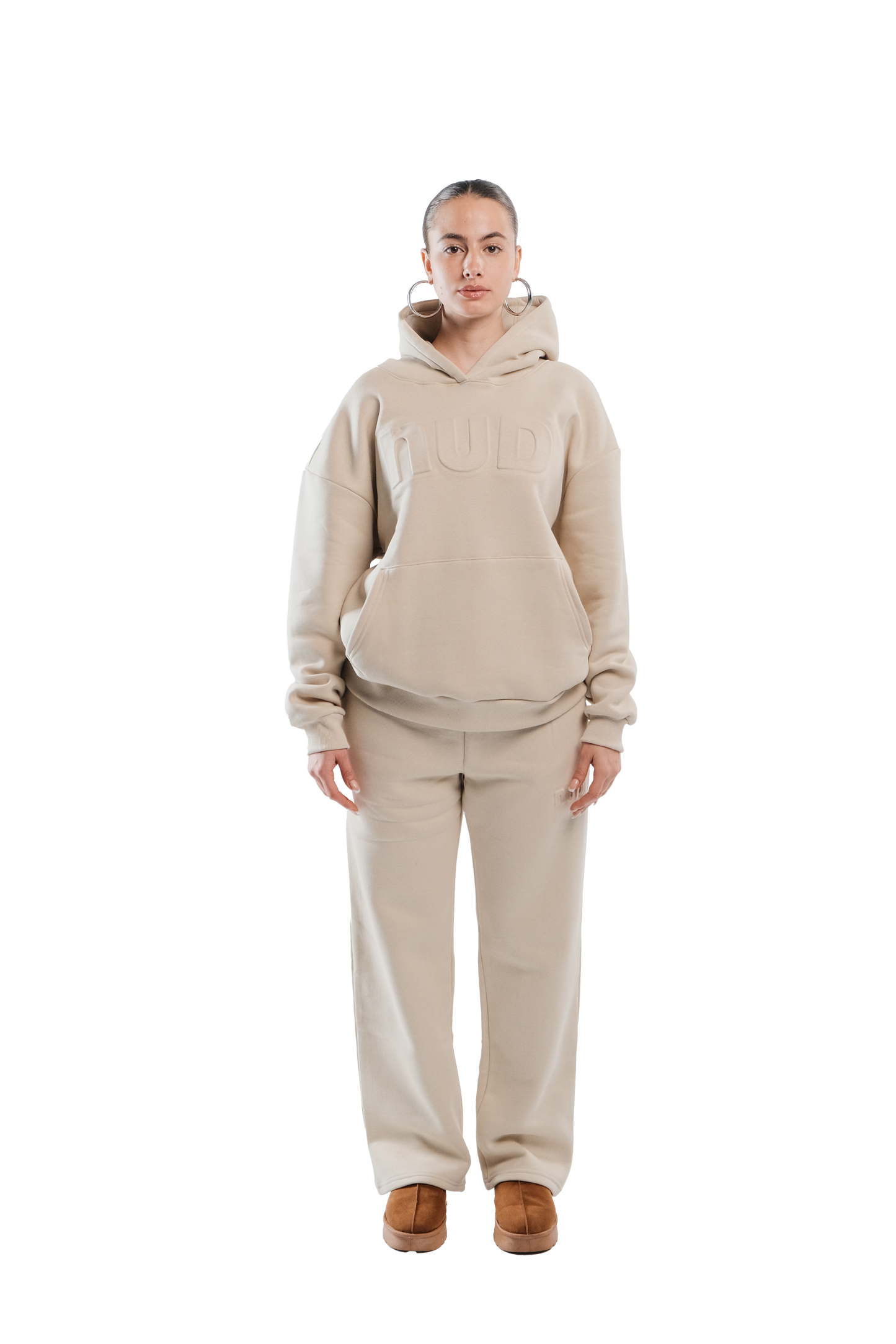 Embossed hoodie in Walnut