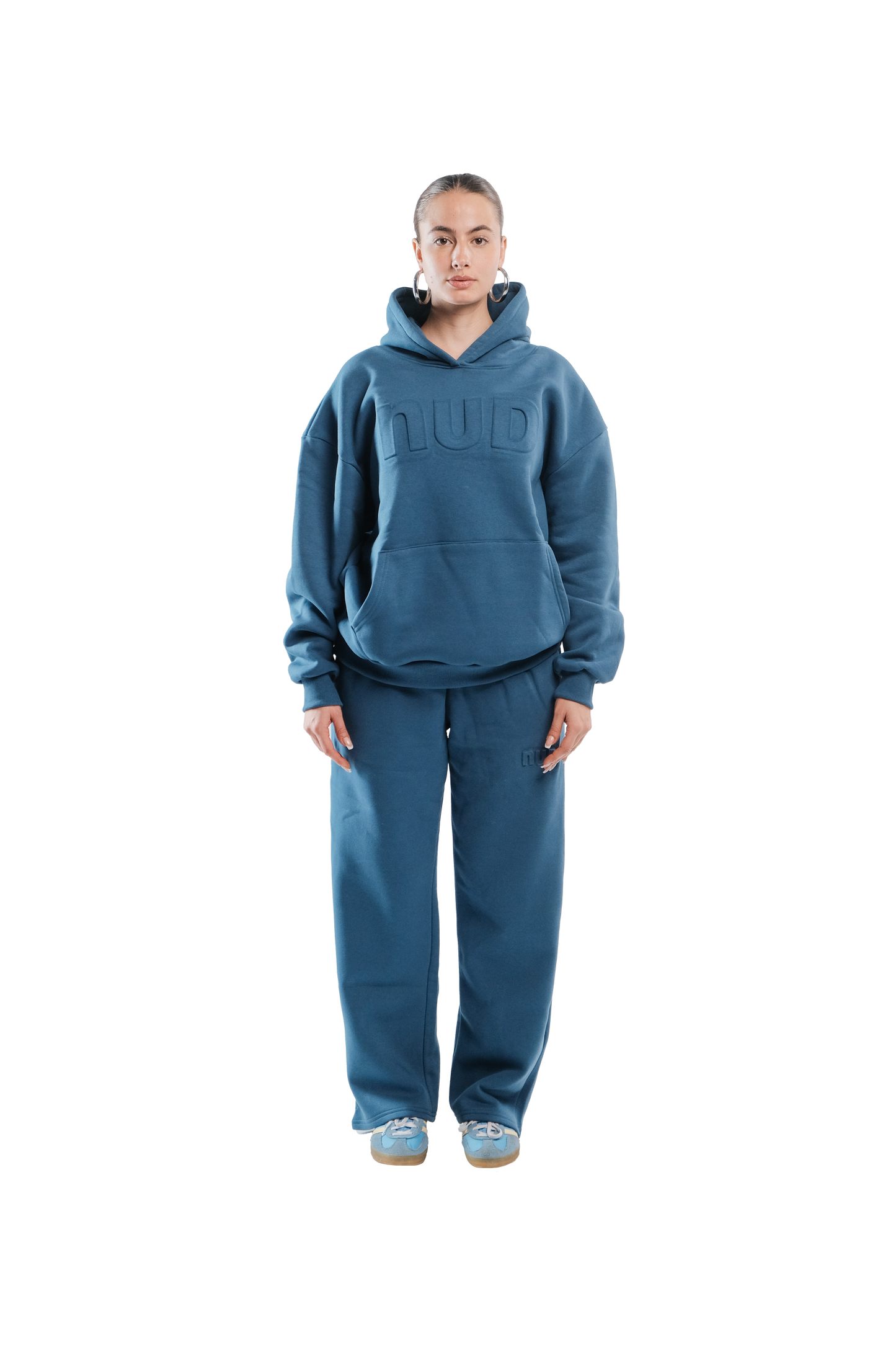 Embossed hoodie in Seafoam