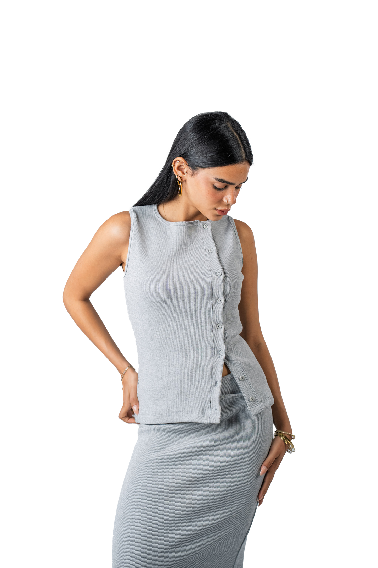 Buttoned Set in Oatmeal